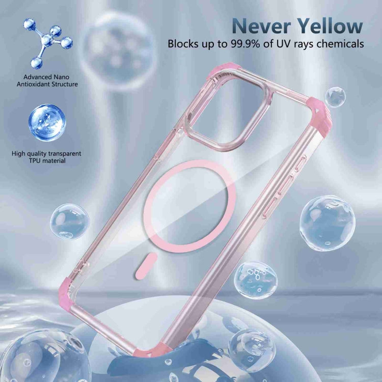 For iPhone 15 Pro Max Transparent MagSafe Magnetic Phone Case(Pink) - iPhone 15 Pro Max Cases by buy2fix | Online Shopping UK | buy2fix