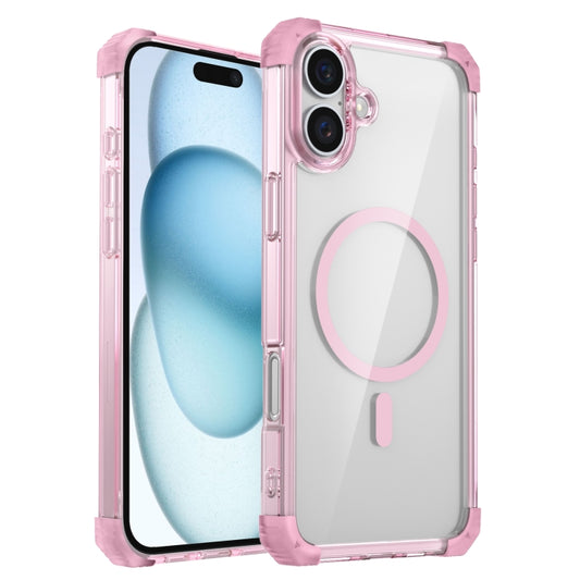 For iPhone 16 Plus Transparent MagSafe Magnetic Phone Case(Pink) - iPhone 16 Plus Cases by buy2fix | Online Shopping UK | buy2fix