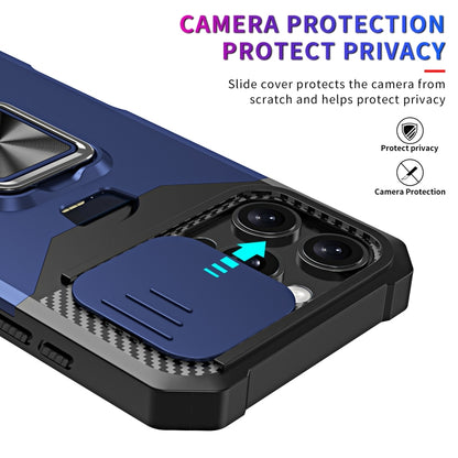 For iPhone 16 Pro Camera Shield Card Slot PC+TPU Phone Case(Blue) - iPhone 16 Pro Cases by buy2fix | Online Shopping UK | buy2fix