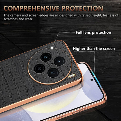 For vivo X100 Pro 5G / X100s Pro AZNS Electroplated Frame Crocodile Texture Full Coverage Phone Case(Brown) - vivo Tempered Glass by AZNS | Online Shopping UK | buy2fix