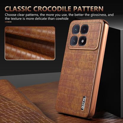 For Redmi K70 Ultra AZNS Electroplated Frame Crocodile Texture Full Coverage Phone Case(Brown) - Xiaomi Cases by AZNS | Online Shopping UK | buy2fix