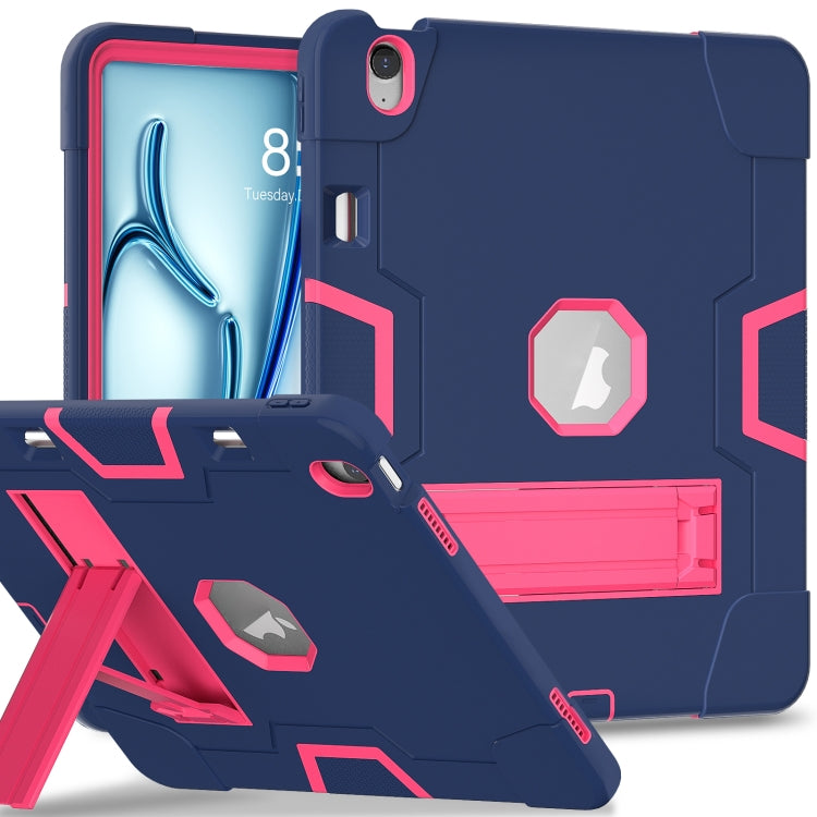 For iPad Air 13 2025 / 2024 Contrast Color Silicone Acrylic PC Tablet Case with Holder(Navy Blue Rose Red) - iPad Air 13 2025 / 2024 Cases by buy2fix | Online Shopping UK | buy2fix