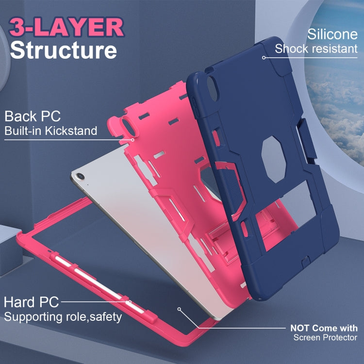 For iPad Air 13 2025 / 2024 Contrast Color Silicone Acrylic PC Tablet Case with Holder(Navy Blue Rose Red) - iPad Air 13 2025 / 2024 Cases by buy2fix | Online Shopping UK | buy2fix