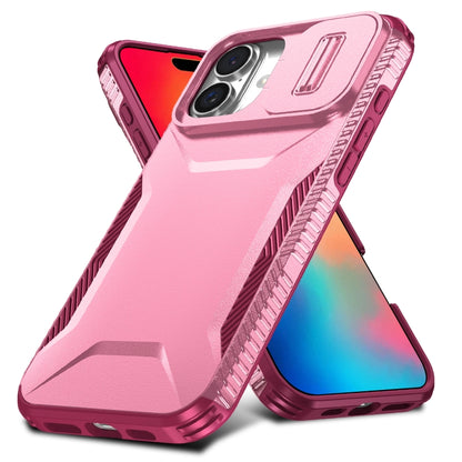 For iPhone 16 Sliding Camshield Phone Case(Pink + Rose Red) - iPhone 16 Cases by buy2fix | Online Shopping UK | buy2fix