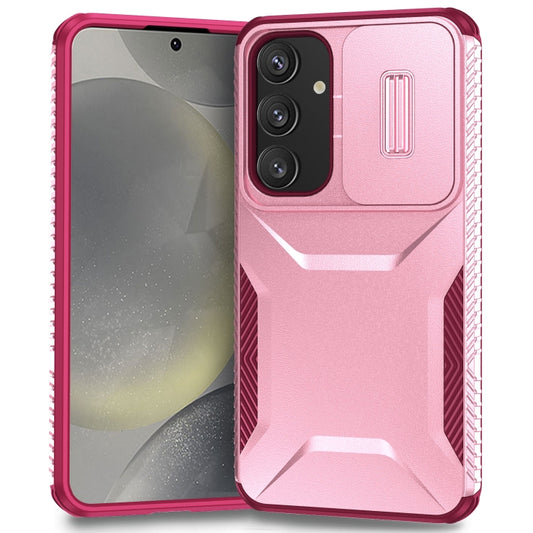 For Samsung Galaxy S25+ 5G / S24+ 5G Sliding Camshield Phone Case(Pink + Rose Red) - Galaxy S24+ 5G Cases by buy2fix | Online Shopping UK | buy2fix