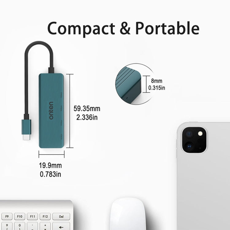 Onten UC620 10Gbps USB-C / Type-C to USB 3.2 Gen2 4 in 1 Multi-function HUB Docking Station, Length:1.5m(Green) - USB HUB by Onten | Online Shopping UK | buy2fix