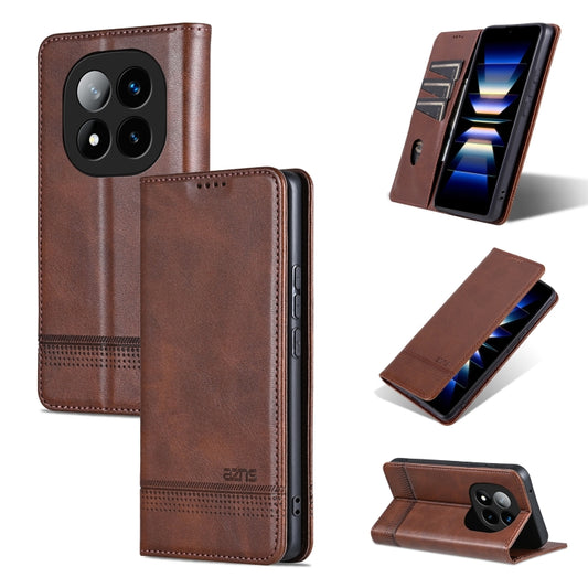 For Redmi Note 14 Pro+ 5G AZNS Magnetic Calf Texture Flip Leather Phone Case(Dark Brown) - Note 14 Pro+ Cases by AZNS | Online Shopping UK | buy2fix