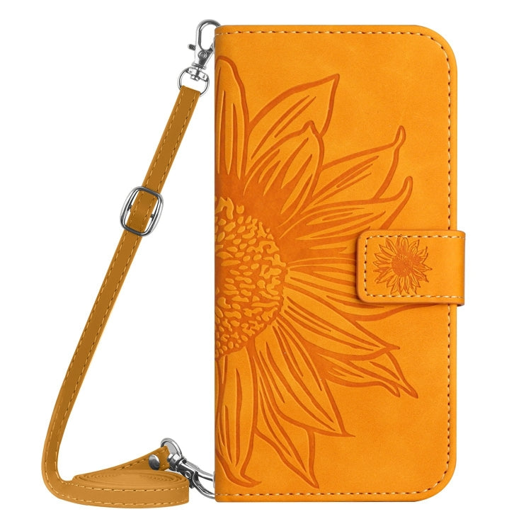 For Samsung Galaxy S25+ 5G Skin Feel Sun Flower Embossed Flip Leather Phone Case with Lanyard(Yellow) - Galaxy S25+ 5G Cases by buy2fix | Online Shopping UK | buy2fix