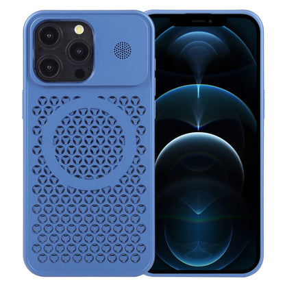 For iPhone 12 Pro Max Pure Color Honeycomb Aromatherapy MagSafe Phone Case(Blue) - iPhone 12 Pro Max Cases by buy2fix | Online Shopping UK | buy2fix