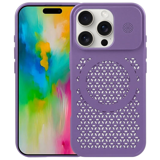 For iPhone 16 Pro Pure Color Honeycomb Aromatherapy MagSafe Phone Case(Purple) - iPhone 16 Pro Cases by buy2fix | Online Shopping UK | buy2fix