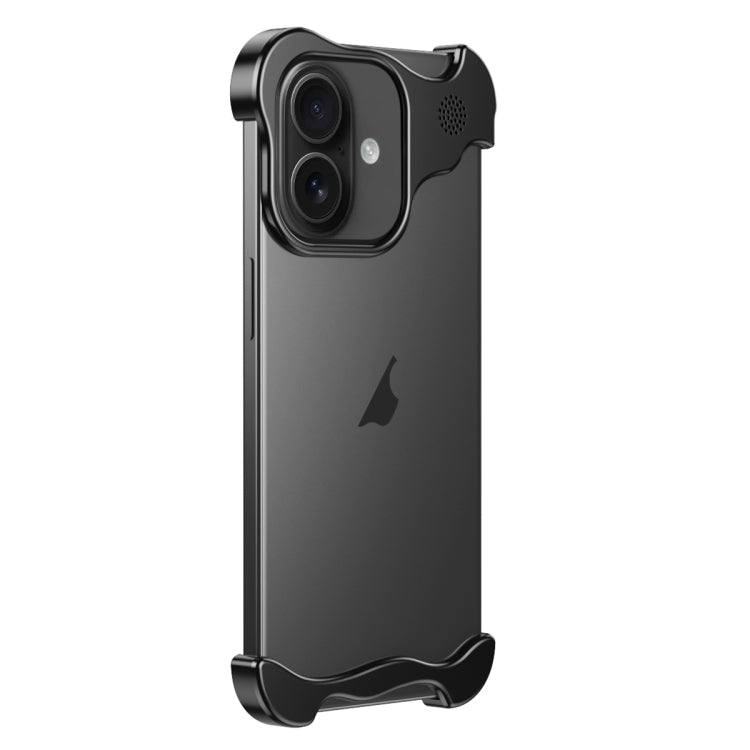 For iPhone 16 Plus Aromatherapy Alloy Frameless Phone Case(Black) - iPhone 16 Plus Cases by buy2fix | Online Shopping UK | buy2fix