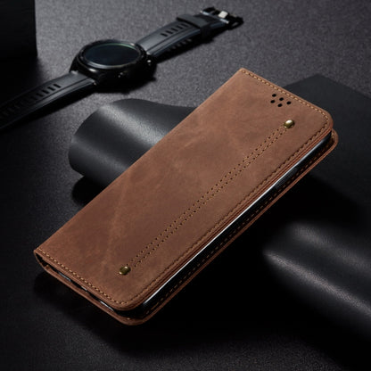 For Samsung Galaxy S25+ 5G Denim Texture Casual Style Horizontal Flip Leather Case(Brown) - Galaxy S25+ 5G Cases by buy2fix | Online Shopping UK | buy2fix