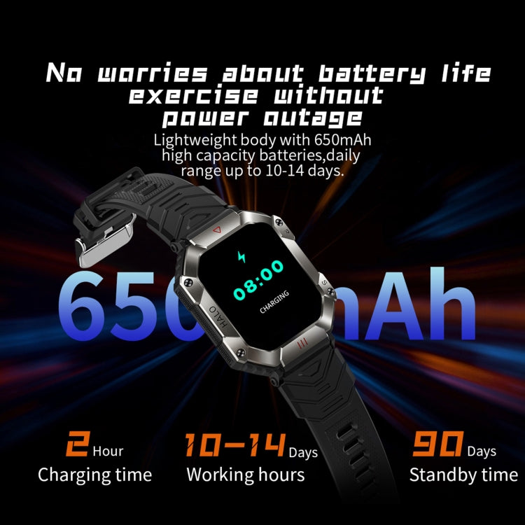 KR80 2.0 inch BT5.1 IP67 Sport Smart Watch, Support Bluetooth Call / Sleep / Blood Oxygen / Heart Rate / Blood Pressure Health Monitor(Black) - Smart Watches by buy2fix | Online Shopping UK | buy2fix