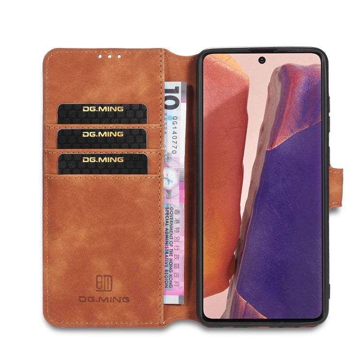 For Samsung Galaxy Note20 DG.MING Retro Oil Side Horizontal Flip Case with Holder & Card Slots & Wallet(Brown) - Galaxy Note20 Cases by DG.MING | Online Shopping UK | buy2fix