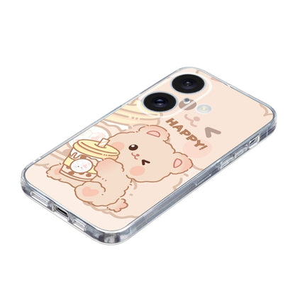 For iPhone 16 Colored Drawing Pattern Transparent TPU Phone Case(Bear) - iPhone 16 Cases by buy2fix | Online Shopping UK | buy2fix