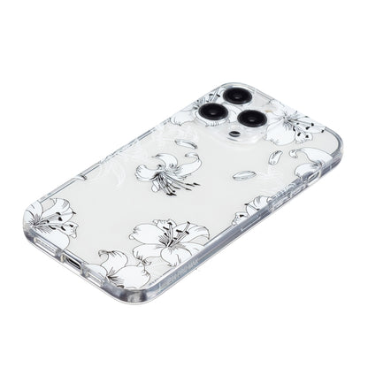 For iPhone 16 Pro Colored Drawing Pattern Transparent TPU Phone Case(White Flower) - iPhone 16 Pro Cases by buy2fix | Online Shopping UK | buy2fix