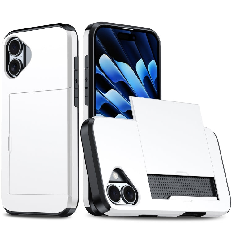 For iPhone 16 Plus Shockproof Armor Phone Case with Card Slot(White) - iPhone 16 Plus Cases by buy2fix | Online Shopping UK | buy2fix