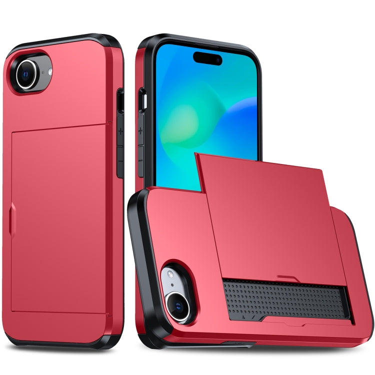 For iPhone SE 2024 Shockproof Armor Phone Case with Card Slot(Red) - More iPhone Cases by buy2fix | Online Shopping UK | buy2fix