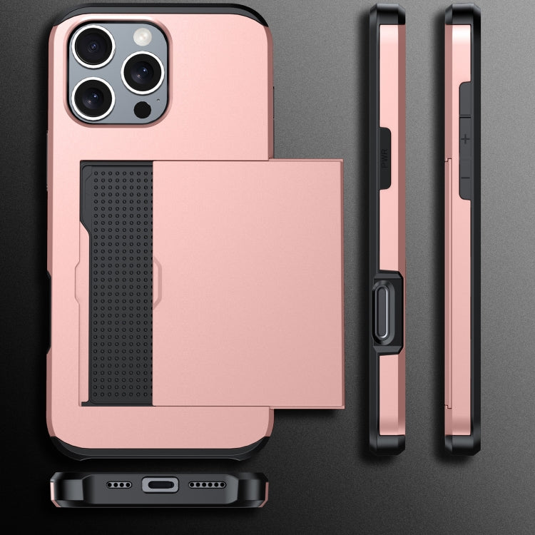 For iPhone 16 Pro Shockproof Armor Phone Case with Card Slot(Rose Gold) - iPhone 16 Pro Cases by buy2fix | Online Shopping UK | buy2fix