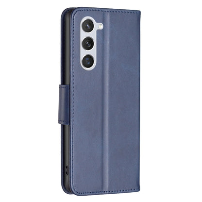 For Samsung Galaxy S25 5G Lambskin Texture Pure Color Flip Leather Phone Case(Blue) - Galaxy S25 5G Cases by buy2fix | Online Shopping UK | buy2fix