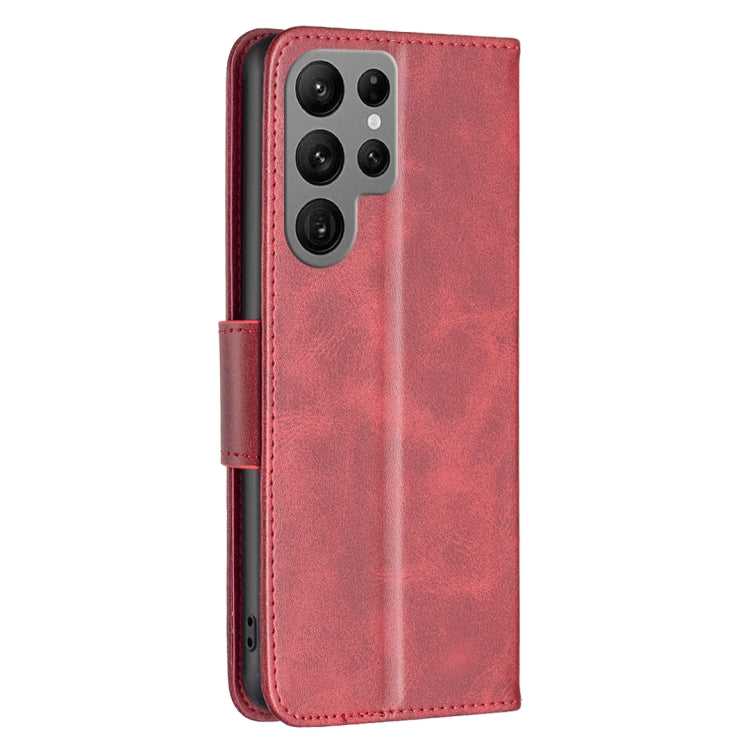 For Samsung Galaxy S25 Ultra 5G Lambskin Texture Pure Color Flip Leather Phone Case(Red) - Galaxy S25 Ultra 5G Cases by buy2fix | Online Shopping UK | buy2fix