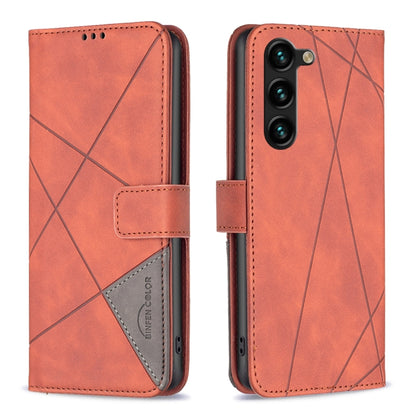 For Samsung Galaxy S25+ 5G Magnetic Buckle Rhombus Texture Leather Phone Case(Brown) - Galaxy S25+ 5G Cases by buy2fix | Online Shopping UK | buy2fix