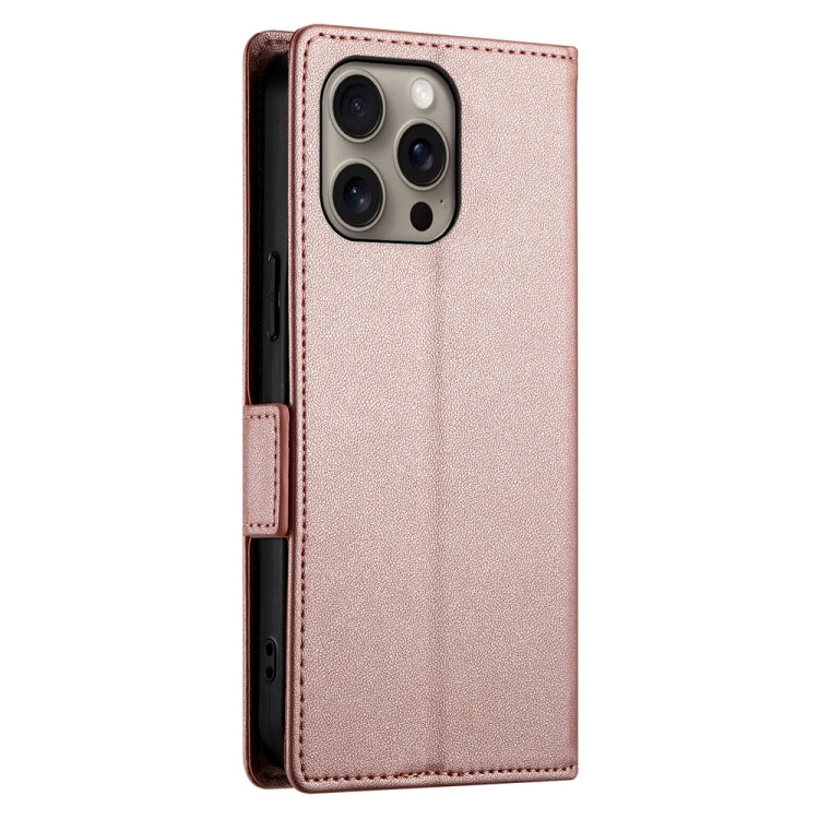 For iPhone 16 Pro Max Side Buckle Magnetic Frosted Leather Phone Case(Rose Gold) - iPhone 16 Pro Max Cases by buy2fix | Online Shopping UK | buy2fix