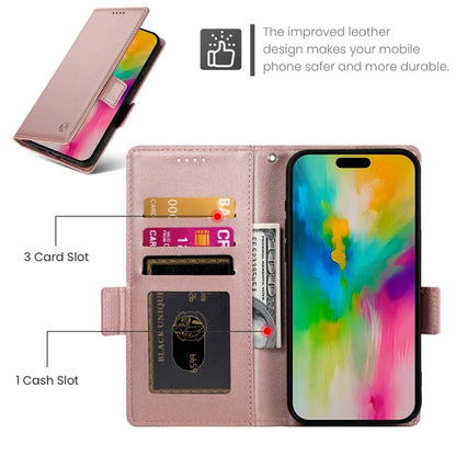 For iPhone 16 Pro Max Side Buckle Magnetic Frosted Leather Phone Case(Rose Gold) - iPhone 16 Pro Max Cases by buy2fix | Online Shopping UK | buy2fix