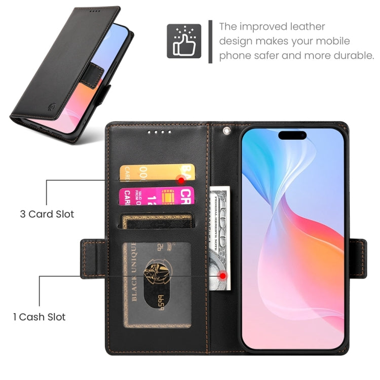 For iPhone 16 Pro Side Buckle Magnetic Frosted Leather Phone Case(Black) - iPhone 16 Pro Cases by buy2fix | Online Shopping UK | buy2fix