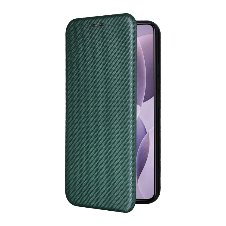 For Redmi K70 Carbon Fiber Texture Flip Leather Phone Case(Green) - K70 Cases by buy2fix | Online Shopping UK | buy2fix