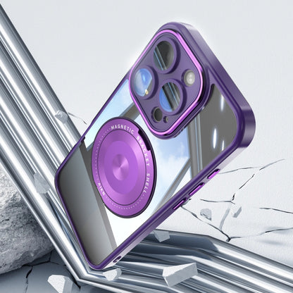 For iPhone 16 Pro 360 Holder Magsafe Acrylic Hybrid TPU Phone Case(Purple) - iPhone 16 Pro Cases by buy2fix | Online Shopping UK | buy2fix