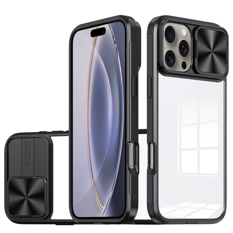 For iPhone 16 Pro Sliding Camshield Acrylic Hybrid TPU Phone Case(Black) - iPhone 16 Pro Cases by buy2fix | Online Shopping UK | buy2fix