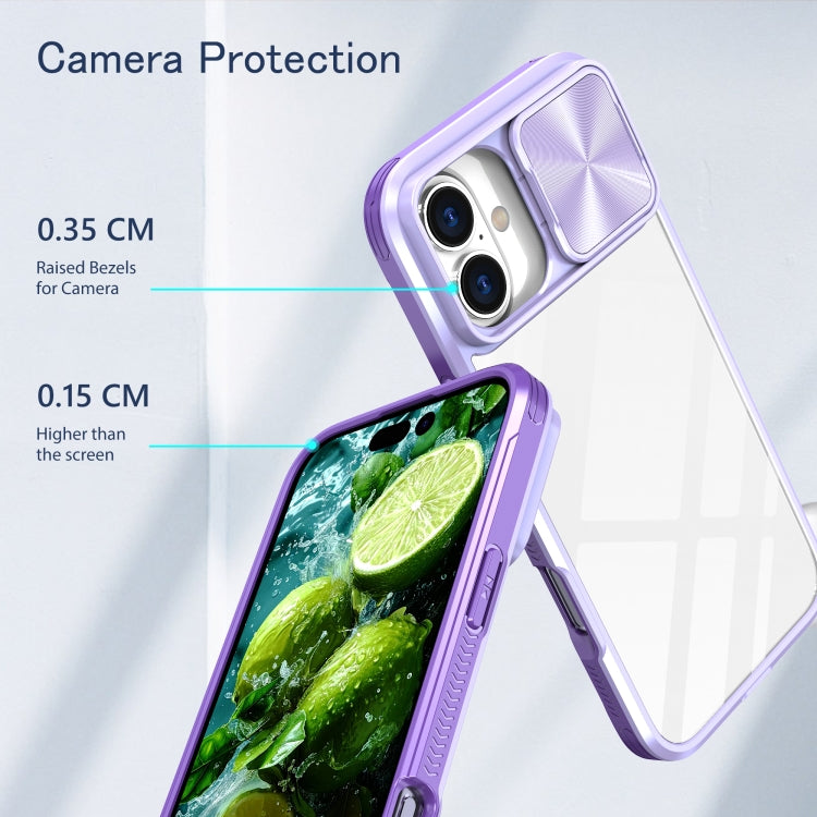 For iPhone 16 Pro Sliding Camshield Acrylic Hybrid TPU Phone Case(Purple) - iPhone 16 Pro Cases by buy2fix | Online Shopping UK | buy2fix