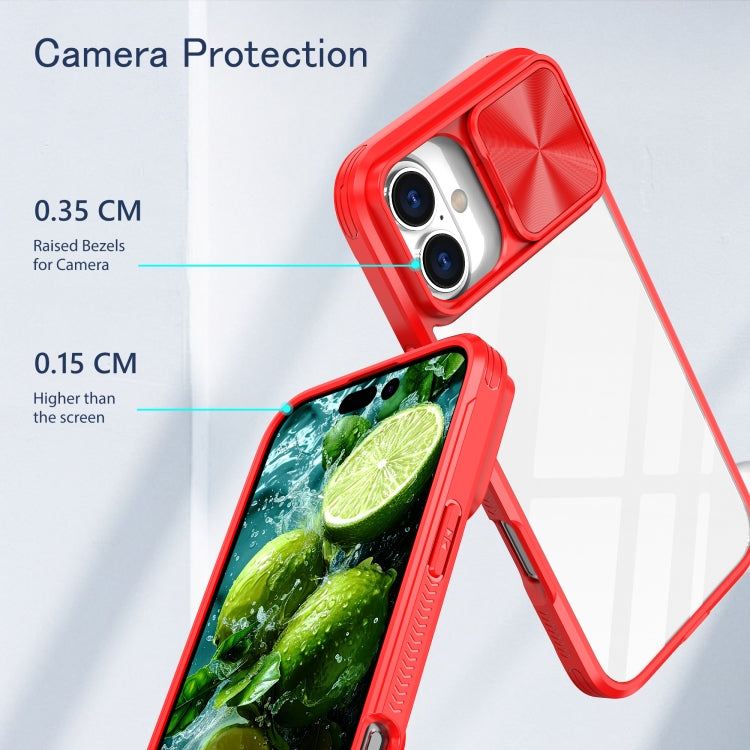 For iPhone 16 Plus Sliding Camshield Acrylic Hybrid TPU Phone Case(Red) - iPhone 16 Plus Cases by buy2fix | Online Shopping UK | buy2fix