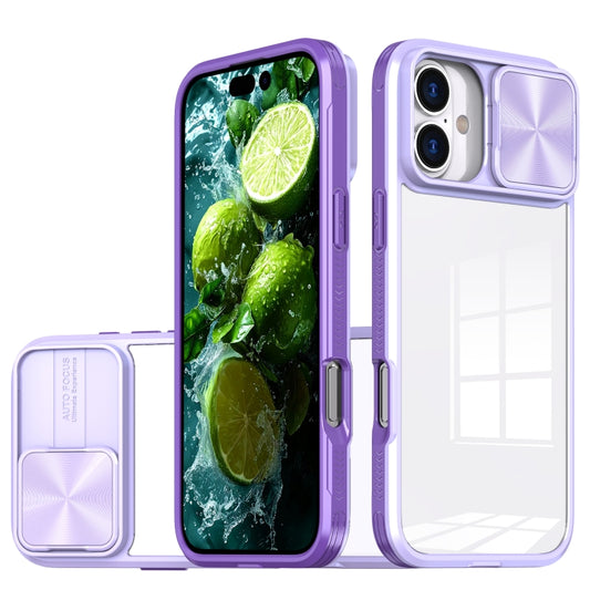 For iPhone 16 Plus Sliding Camshield Acrylic Hybrid TPU Phone Case(Purple) - iPhone 16 Plus Cases by buy2fix | Online Shopping UK | buy2fix