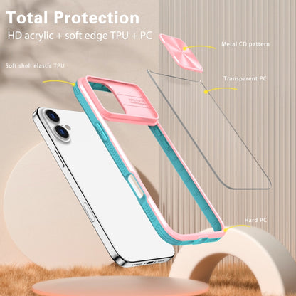 For iPhone 16 Pro Max Sliding Camshield Acrylic Hybrid TPU Phone Case(Pink Cyan) - iPhone 16 Pro Max Cases by buy2fix | Online Shopping UK | buy2fix