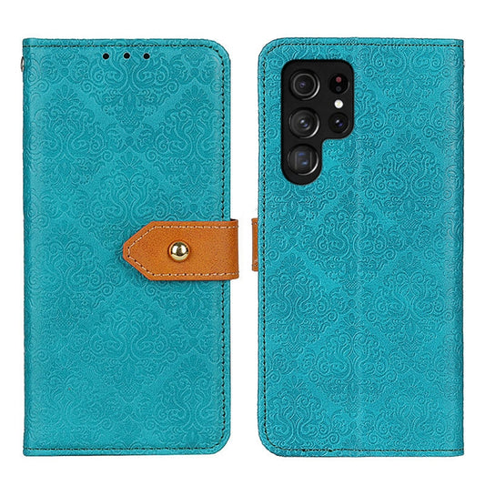 For Samsung Galaxy S25 Ultra 5G European Floral Embossed Leather Phone Case(Blue) - Galaxy S25 Ultra 5G Cases by buy2fix | Online Shopping UK | buy2fix