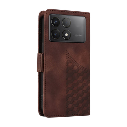 For Redmi K70 / K70 Pro Embossed Rhombus Starry Leather Phone Case(Brown) - K70 Pro Cases by buy2fix | Online Shopping UK | buy2fix