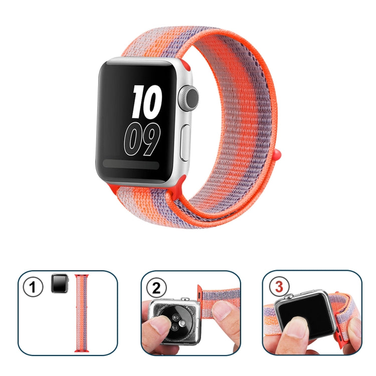 Nylon Loop Watch Band For Apple Watch Ultra 49mm&Watch Ultra 2 49mm / Series 9&8&7 45mm / SE 3&SE 2&6&SE&5&4 44mm / 3&2&1 42mm (Striped Rrange Red) - Watch Bands by buy2fix | Online Shopping UK | buy2fix