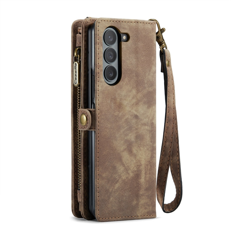 For Samsung Galaxy Z Fold6 5G CaseMe 008 Multifunctional Zipper Wallet Leather Phone Case with Lanyard(Brown) - Galaxy Z Fold6 5G Cases by CaseMe | Online Shopping UK | buy2fix