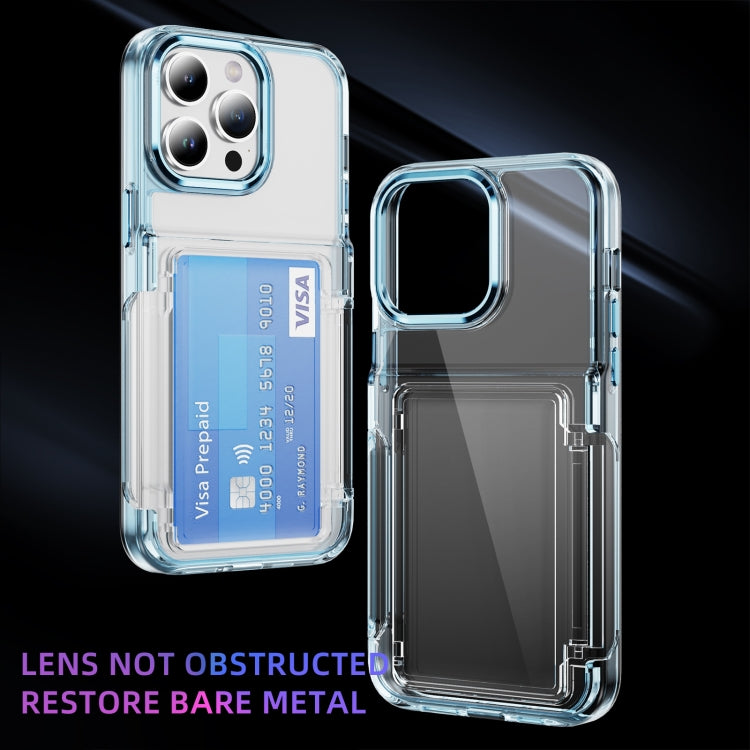 For iPhone 16 Pro Max Card Holder Acrylic Hybrid TPU Phone Case(Transparent Blue) - iPhone 16 Pro Max Cases by buy2fix | Online Shopping UK | buy2fix