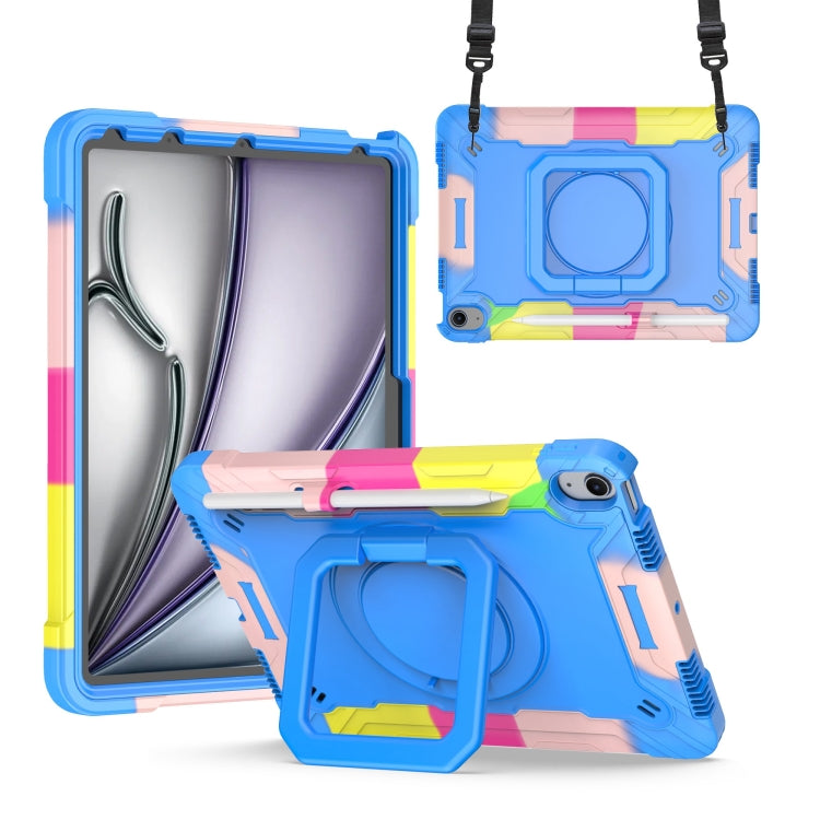 For iPad Air 11 2024 Handle Grip Holder Silicone Hybrid PC Tablet Case with Strap(Camouflage Blue) - iPad Air 11 2024 Cases by buy2fix | Online Shopping UK | buy2fix