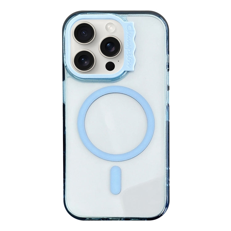 For iPhone 14 Pro MagSafe Colorful Wavy Circle PC Hybrid TPU Phone Case(Blue) - iPhone 14 Pro Cases by buy2fix | Online Shopping UK | buy2fix