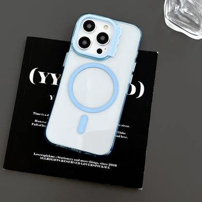 For iPhone 14 Pro MagSafe Colorful Wavy Circle PC Hybrid TPU Phone Case(Blue) - iPhone 14 Pro Cases by buy2fix | Online Shopping UK | buy2fix