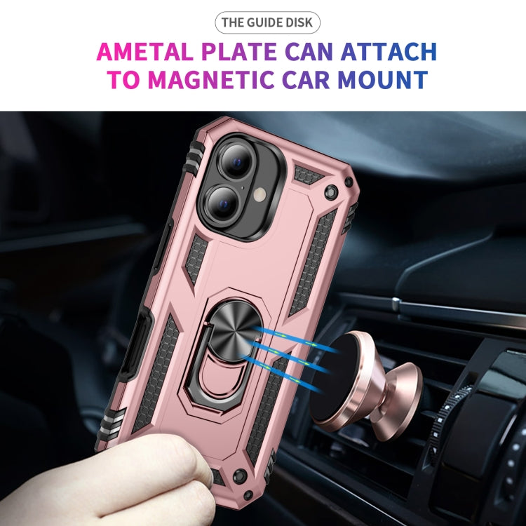 For iPhone 16 Plus Shockproof TPU Hybrid PC Phone Case with Holder(Rose Gold) - iPhone 16 Plus Cases by buy2fix | Online Shopping UK | buy2fix