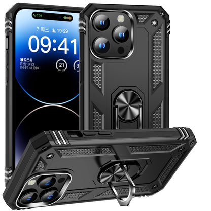 For iPhone 16 Pro Shockproof TPU Hybrid PC Phone Case with Holder(Black) - iPhone 16 Pro Cases by buy2fix | Online Shopping UK | buy2fix