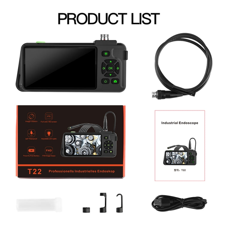 T22 4.5 inch IPS Color Screen 7.9mm Triple Camera Hard Cable Industrial Endoscope, Length:3.5m(Black Orange) -  by buy2fix | Online Shopping UK | buy2fix