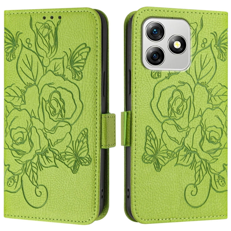 For Ulefone Note 18 Ultra Embossed Rose RFID Anti-theft Leather Phone Case(Green) - Ulefone Cases by buy2fix | Online Shopping UK | buy2fix