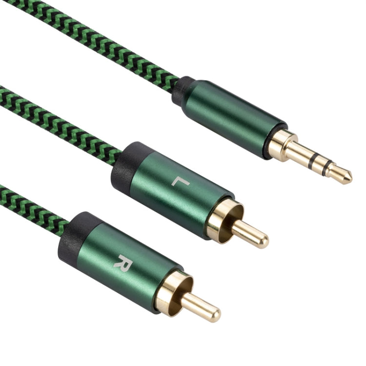 3.5mm Male to 2 RCA Male Audio Cable Amplifier Connector, Length:2m(Green) - RCA Cable by buy2fix | Online Shopping UK | buy2fix