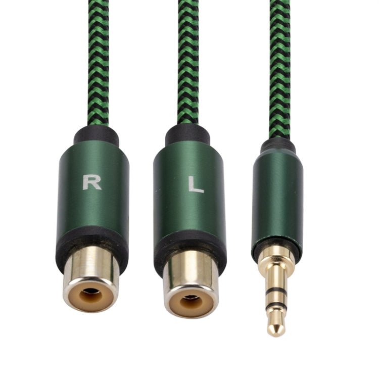 3.5mm Male to 2 RCA Female Audio Cable Amplifier Connector, Length:0.5m(Green) - RCA Cable by buy2fix | Online Shopping UK | buy2fix